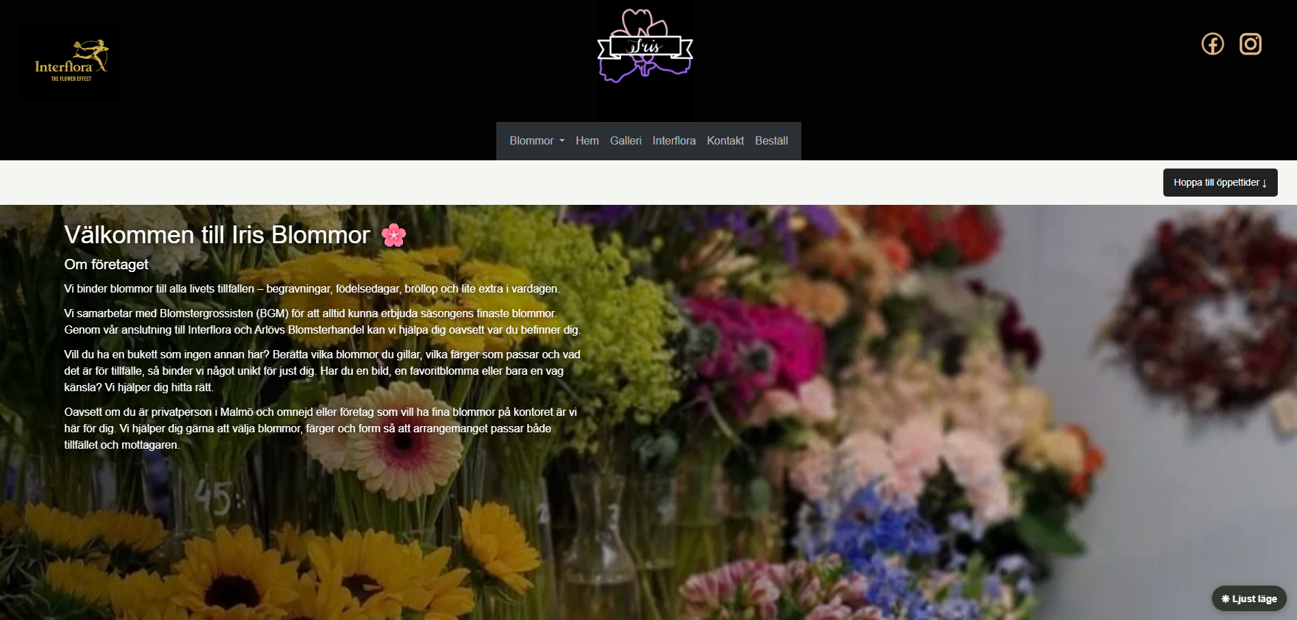 Startsidan för Iris Blommor